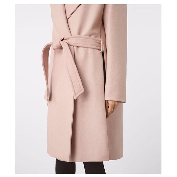 AllSaints blush pink Indira Nesi wool belted wrap coat - Large - Picture 3 of 14
